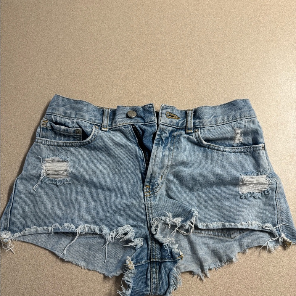 BDG Light Blue Distressed Jean Shorts